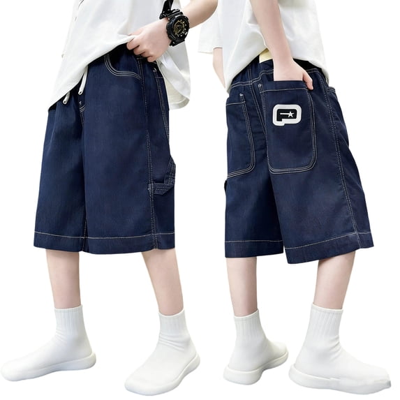 Lullu Boys Denim Shorts Casual Jorts Loose Knee Length Jean Shorts, Sizes 4-14