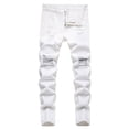 thumbnail image 1 of Lullu Boys Fashion Distressed Ripped Jeans Streetwear Stretch Straight Jeans, Sizes 6-7, 1 of 6