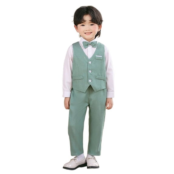 Lullu Boys Formal Suit Tuxedo Set Wedding Birthday Party Vest Pants Bowtie 3Pcs Set