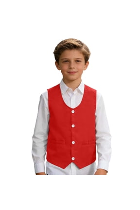 Boys Formal Vest Solid Performance Party Waistcoat Sleeveless Jacket Top, Sizes 5-16