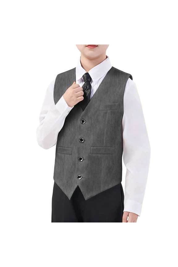Boys Formal Vest for Wedding Pageant Party Single Waistcoat, Sizes 3-17