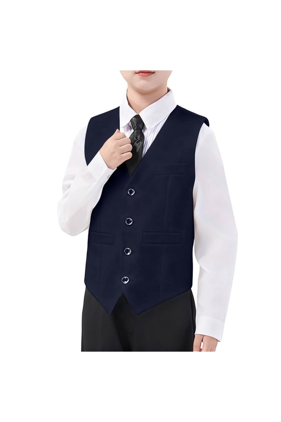 Boys Formal Vest for Wedding Pageant Party Single Waistcoat, Sizes 3-17