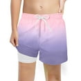 thumbnail image 1 of Lullu Boys Gradient Swim Trunks with Compression Liner Stretch Swim Shorts, Sizes 8-9, 1 of 3
