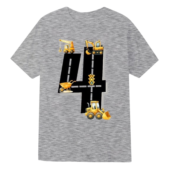 Lullu Boys Graphic Short Sleeve T-Shirt Summer Casual T Shirt Top, Grey