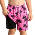 thumbnail image 1 of Lullu Boys Hawaii Beach Swim Trunks with Compression Liner Quick Drying Swim Shorts, 1 of 8