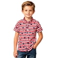 thumbnail image 1 of Lullu Boys Independence Day Button Down Shirt Star Striped Short Sleeve Shirt, Sizes 2-14, 1 of 6