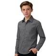 thumbnail image 1 of Lullu Boys Long Sleeve Button Down Shirt Casual Solid Classic Fit Shirt Top, Sizes 5-16, 1 of 3