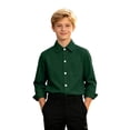 thumbnail image 1 of Lullu Boys Long Sleeve Button Down Shirt Solid Basic Pocket Shirts Unisex Tops, Size 11-12, 1 of 6