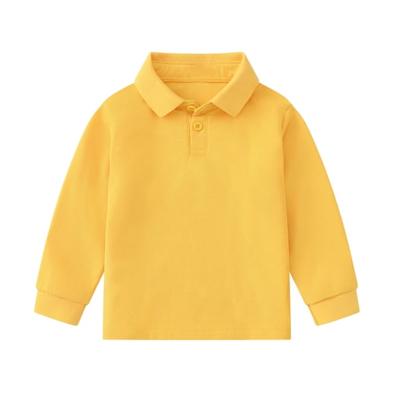 Lullu Boys Long Sleeve Polo Shirt Unisex Casual Solid Shirt Kids Undershirt, Sizes 1-12