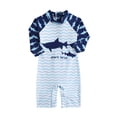thumbnail image 1 of Lullu Boys Long Sleeve Rash Guard One-Piece Swimsuit with Shark Print Swimwear, Sizes 2-8, 1 of 3