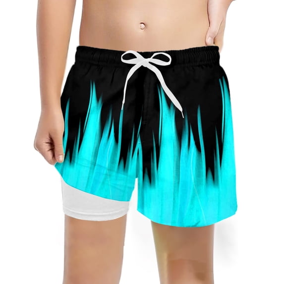 Lullu Boys Quick Dry Swim Trunks with Compression Liner Stretch Swim Shorts, Sizes 5-6