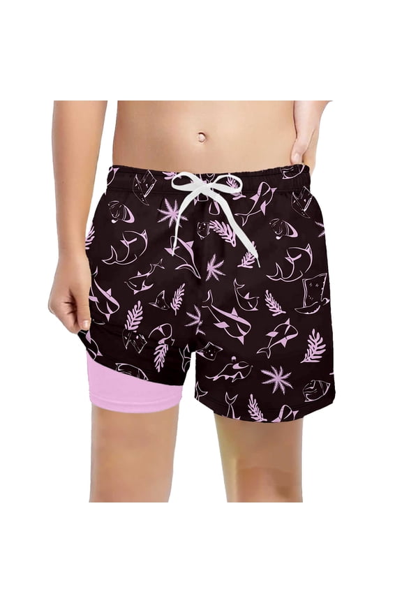 Boys Quick-Dry UPF 50+ Swim Trunks with Compression Liner Bathing Suit, Sizes 5-16