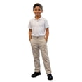 thumbnail image 1 of Lullu Boys School Uniform Pants Elastic Waist Straight Fit Dress Pants, Beige, Sizes 5-16, 1 of 7