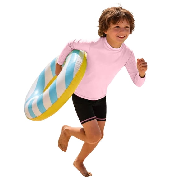 Lullu Boys Solid Long Sleeve Rash Guard UPF 50+ Beach Pool Swim Shirt Swimwear, Sizes 3-14