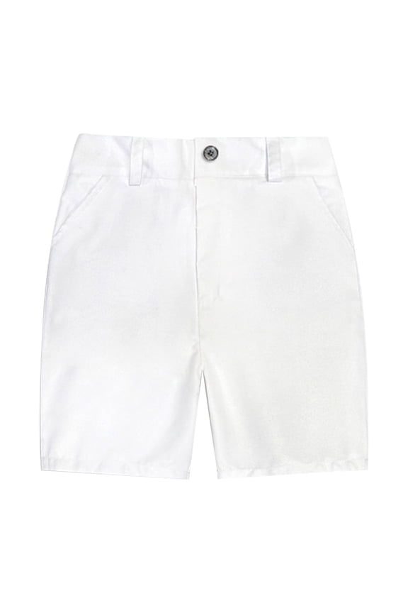 Boys Stretch Chino Dress Shorts School Uniform Mid Rise Tailored Shorts, Sizes 3-18