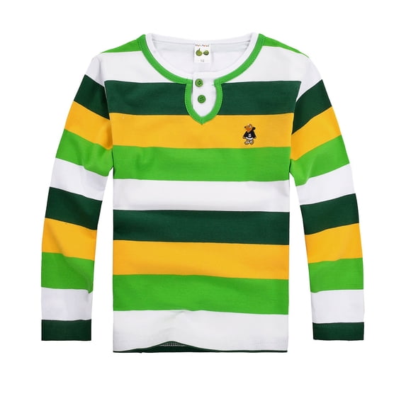 Lullu Boys Striped Long Sleeve T-Shirt Casual Comfortable Round Neck T Shirt, Sizes 3-14