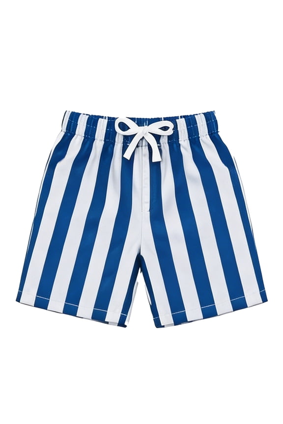 Boys Striped Swim Trunks with Compression Liner Bathing Suit Swimwear, Sizes 2-14