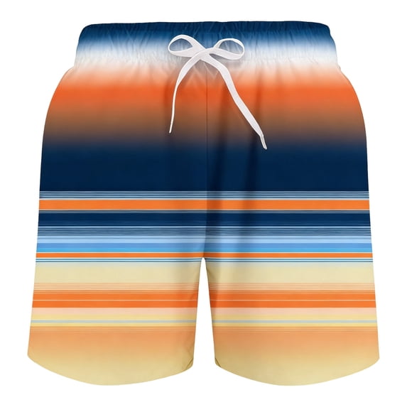 Lullu Boys Striped Swim Trunks with Compression Liner UPF 50+ Stretch Beach Shorts