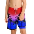 thumbnail image 1 of Lullu Boys Summer Beach Swim Trunks with Compression Liner Quick Dry Stretch Swim Shorts, Sizes 2-14, 1 of 3