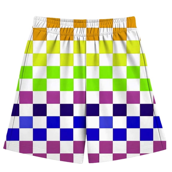 Lullu Boys Summer Shorts Kids Checkered Beach Shorts Casual Everyday Bottoms, Sizes 2-14