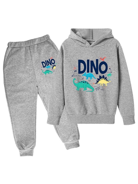 Boys Sweatsuits Dinosaur Graphic Hoodie Jogger Sweatpants Sports Outfits, Sizes 3-14