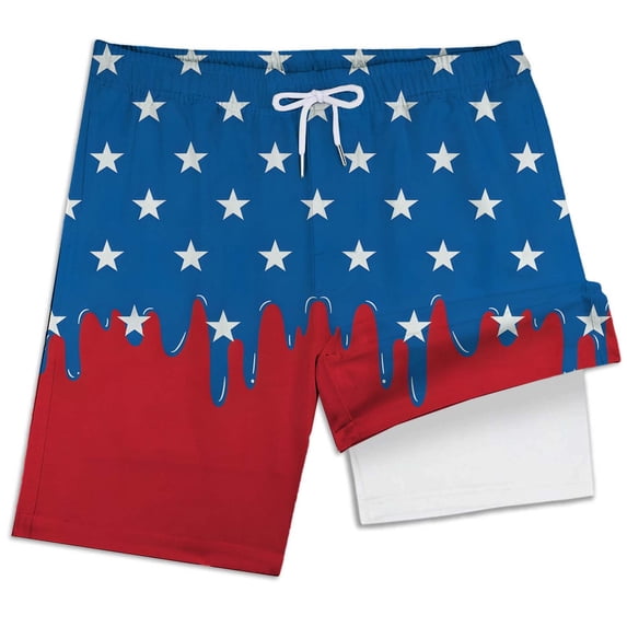 Lullu Boys Swim Trunks with Compression Liner Beach Shorts UPF 50+ Swimwear, Sizes 2-14