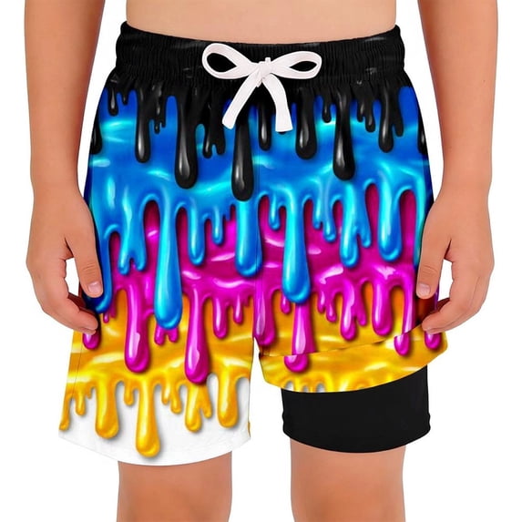 Lullu Boys Swimming Trunks with Compression Liner Quick-Dry Beach Swim Shorts, Sizes 2-14