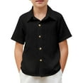 thumbnail image 1 of Lullu Boys Textured Short Sleeve Button Down Shirt Summer Casual Solid Shirt, Sizes 5-14, 1 of 3