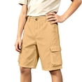 thumbnail image 1 of Lullu Boys Twill Cargo Shorts Active Stretch Summer Shorts with Pockets, Khaki, Sizes 4-14, 1 of 4