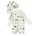 thumbnail image 1 of Lullu Boys UPF 50+ Half Zip Long Sleeve Rash Guard One-Piece Swimsuit with Hat, Sizes 0-3T, 1 of 2