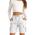 thumbnail image 1 of Lullu Cargo Shorts for Girls Athletic Pull on Drawstring Utility Shorts, White, Sizes 2-15, 1 of 3