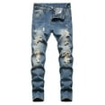 thumbnail image 1 of Lullu Distressed Ripped Jeans for Boys Streetwear Straight Leg Denim Pants, Sizes 3-16, 1 of 8