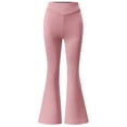 thumbnail image 1 of Lullu Girl High Rise Flare Pants Stretch Pull On Trousers School Uniform Pants, Sizes 5-14, 1 of 4