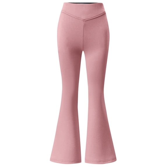 Lullu Girl High Rise Flare Pants Stretch Pull On Trousers School Uniform Pants, Sizes 5-14