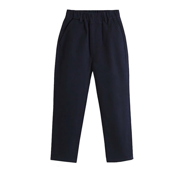Lullu Girl School Uniform Pull-On Stretch Dress Pants Cotton Straight Trousers, Sizes 3-18