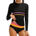 thumbnail image 1 of Lullu Girls 2-Piece Swimsuit Long Sleeve Rash Guard Bathing Suit with UPF50+, Sizes 7-16, 1 of 4