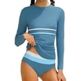 thumbnail image 1 of Lullu Girls 2-Piece Swimsuit Long Sleeve Rash Guard Bathing Suit with UPF50+, Sizes 7-16, 1 of 4