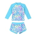 thumbnail image 1 of Lullu Girls 2-Piece Swimsuit UPF 50+ Scale Print Long Sleeve Rash Guard Shorts, 1 of 3
