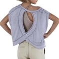 thumbnail image 1 of Lullu Girls Backless Yoga Sports T-Shirt Short Sleeve Loose Casual Fitness Tee, Sizes 4-14, 1 of 6