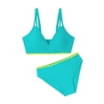 thumbnail image 1 of Lullu Girls Bikini Set Quick-Dry V Neck Swimsuit Adjustable Strap Bathing Suit, Sizes 7-16, 1 of 5