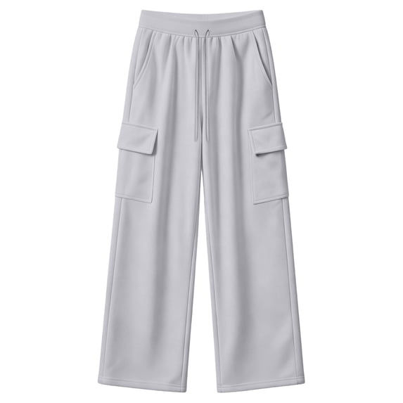 Lullu Girls Cargo Sweatpants Elastic Waist Drawstring Active Pants, Grey, Sizes 5-14