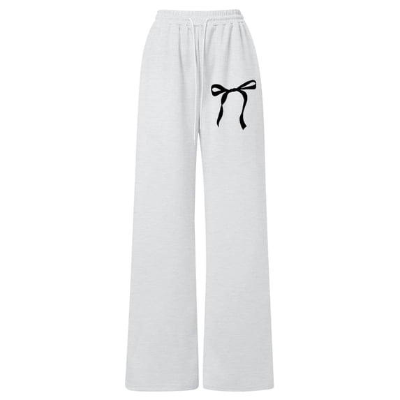 Lullu Girls Casual Athletic Sweatpants Bow Print Straight Leg Jogger Pants, Sizes 4-16