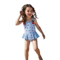 thumbnail image 1 of Lullu Girls Cherry Plaid Ruffle One-Piece Swimsuit Beach Bathing Suit Swimwear, Sizes 3-7, 1 of 8