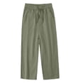 thumbnail image 1 of Lullu Girls Cotton Linen Pants Breathable Straight Wide Leg Pants, Sizes 4-13, 1 of 4