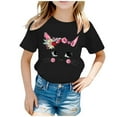thumbnail image 1 of Lullu Girls Cute Cat Print Short Sleeve T-Shirt Summer Casual Graphic Tee Top, Sizes 2-14, 1 of 4