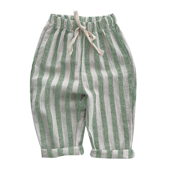 Lullu Girls Daily Striped Pants Elastic Waist Loose Lightweight Pants, Sizes 0-6