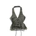 thumbnail image 1 of Lullu Girls Denim Backless Halter Camisole Stylish Lace-Up Jean Sleeveless Top, Sizes 2-17, 1 of 4