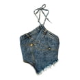thumbnail image 1 of Lullu Girls Denim Open Back Irregular Camisole Summer Halter Sleeveless Top, Sizes 2-17, 1 of 3