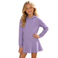 thumbnail image 1 of Lullu Girls Fall Hoodie Dress Long Sleeve Ruffle Hooded Sweatshirt Dress, Purple, Sizes 3-8, 1 of 5