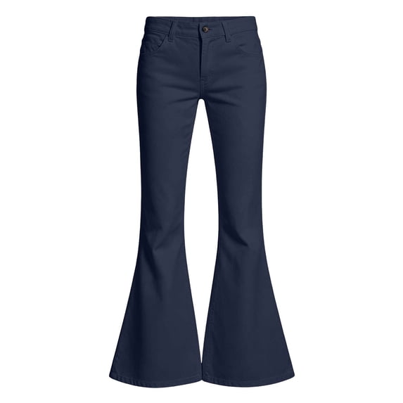 Lullu Girls Flare Pants Casual Solid Mid Rise Slim Fit Trousers with Pockets, Sizes 5-16